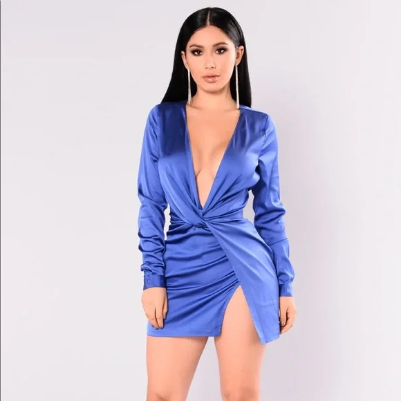 Dresses | Royal Blue Satin Mini Dress | Poshmark